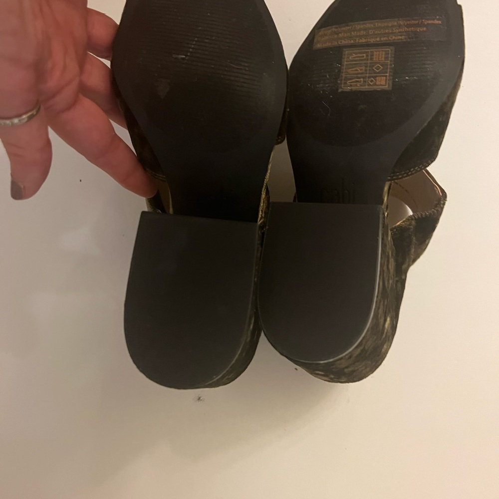 Cabi Crushed Velvet Interlock Block Open Toe Heel… - image 7